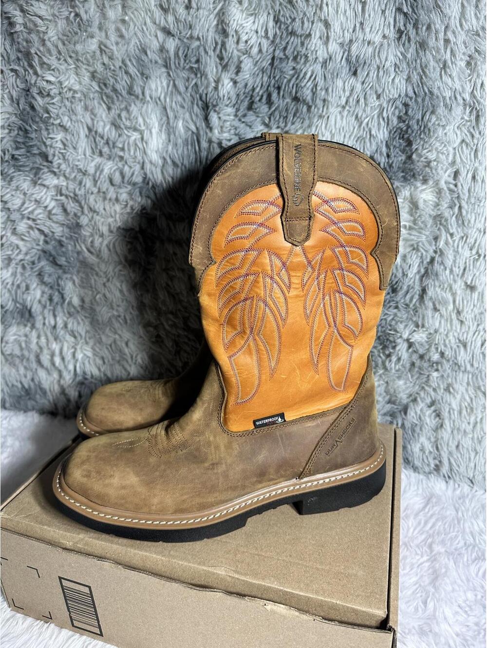Wolverine Men's Waterproof Western Work Boots Brown and Tan